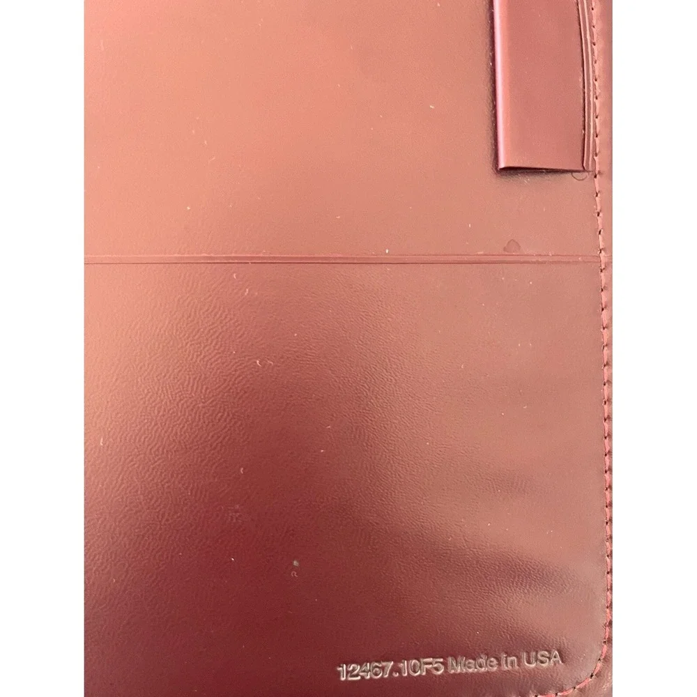 Tenshun 7 Ring Binder Planner Burgundy Faux Leather 9.25x8.5 Office Organizer
